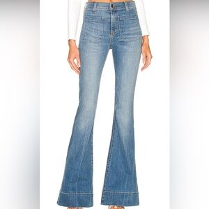 Veronica Beard Sheridan High Rise Exaggerated Flare Jeans Keystone Wash Size 18